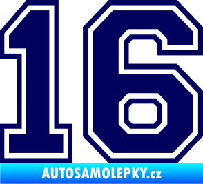 Samolepka Startovní číslo 16 typ 4 tmavě modrá