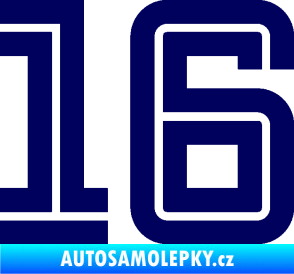 Samolepka Startovní číslo 16 typ 7 tmavě modrá