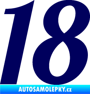 Samolepka Startovní číslo 18 typ 3         tmavě modrá