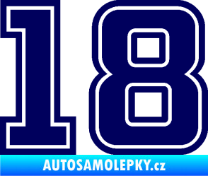 Samolepka Startovní číslo 18 typ 5 tmavě modrá