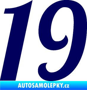 Samolepka Startovní číslo 19 typ 3          tmavě modrá