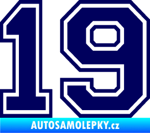 Samolepka Startovní číslo 19 typ 4 tmavě modrá