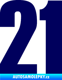 Samolepka Startovní číslo 21 typ 2        tmavě modrá