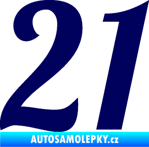 Samolepka Startovní číslo 21 typ 3 tmavě modrá