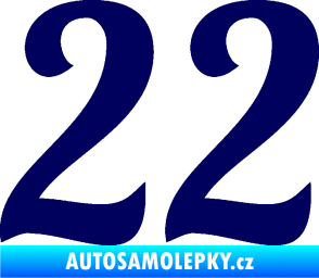 Samolepka Startovní číslo 22 typ 3 tmavě modrá