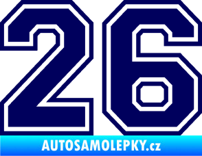 Samolepka Startovní číslo 26 typ 4 tmavě modrá