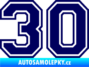 Samolepka Startovní číslo 30 typ 4 tmavě modrá