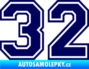 Samolepka Startovní číslo 32 typ 4 tmavě modrá