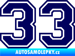 Samolepka Startovní číslo 33 typ 4 tmavě modrá