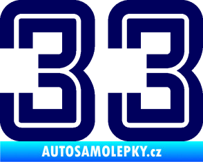 Samolepka Startovní číslo 33 typ 7 tmavě modrá