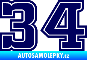 Samolepka Startovní číslo 34 typ 5 tmavě modrá