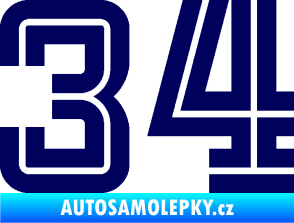 Samolepka Startovní číslo 34 typ 7 tmavě modrá