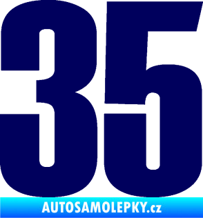 Samolepka Startovní číslo 35 typ 2  tmavě modrá