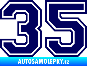 Samolepka Startovní číslo 35 typ 4 tmavě modrá