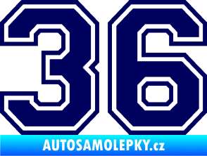 Samolepka Startovní číslo 36 typ 4 tmavě modrá