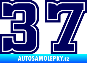 Samolepka Startovní číslo 37 typ 5 tmavě modrá