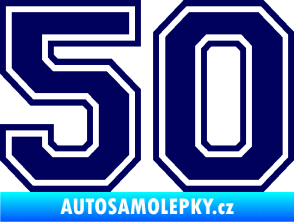 Samolepka Startovní číslo 50 typ 4 tmavě modrá