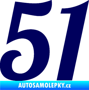 Samolepka Startovní číslo 51 typ 3 tmavě modrá