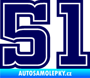 Samolepka Startovní číslo 51 typ 5 tmavě modrá