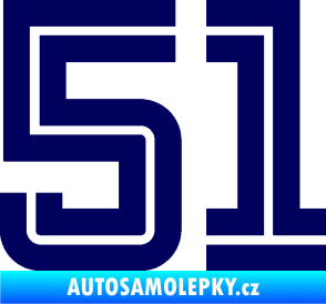 Samolepka Startovní číslo 51 typ 7 tmavě modrá