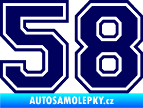 Samolepka Startovní číslo 58 typ 4 tmavě modrá