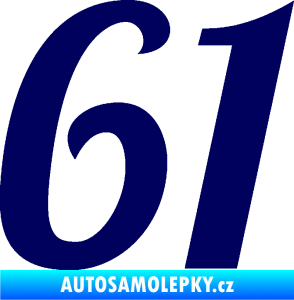 Samolepka Startovní číslo 61 typ 3 tmavě modrá