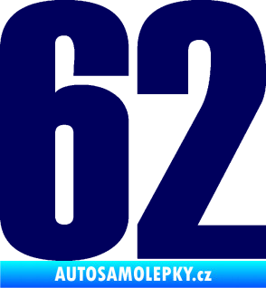 Samolepka Startovní číslo 62 typ 2  tmavě modrá