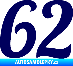 Samolepka Startovní číslo 62 typ 3 tmavě modrá