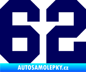 Samolepka Startovní číslo 62 tmavě modrá