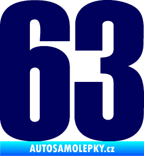 Samolepka Startovní číslo 63 typ 2   tmavě modrá