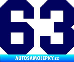 Samolepka Startovní číslo 63 tmavě modrá