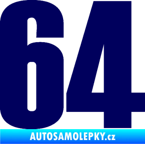 Samolepka Startovní číslo 64 typ 2    tmavě modrá