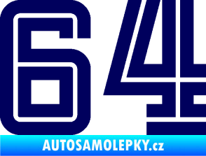 Samolepka Startovní číslo 64 typ 7 tmavě modrá