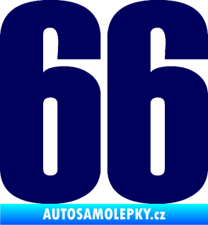 Samolepka Startovní číslo 66 typ 2     tmavě modrá
