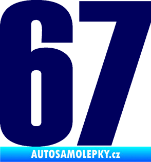 Samolepka Startovní číslo 67 typ 2      tmavě modrá
