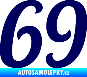 Samolepka Startovní číslo 69 typ 3 tmavě modrá
