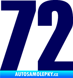 Samolepka Startovní číslo 72 typ 2   tmavě modrá