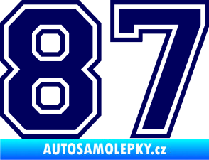 Samolepka Startovní číslo 87 typ 4 tmavě modrá