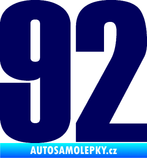 Samolepka Startovní číslo 92 typ 2  tmavě modrá