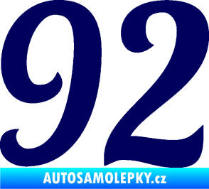 Samolepka Startovní číslo 92 typ 3   tmavě modrá