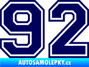 Samolepka Startovní číslo 92 typ 4 tmavě modrá
