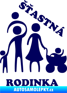 Samolepka Šťastná rodinka tmavě modrá