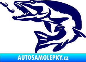 Samolepka Štika 005 levá s návnadou tmavě modrá