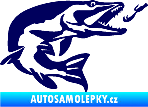 Samolepka Štika 005 pravá s návnadou tmavě modrá