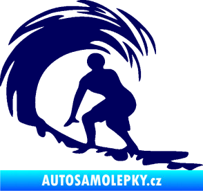 Samolepka Surfař 005 levá velké vlny tmavě modrá
