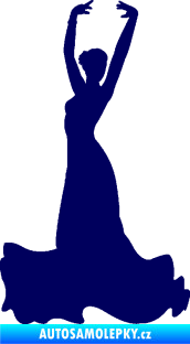 Samolepka Tanec 006 levá tanečnice flamenca tmavě modrá