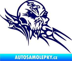 Samolepka Tribal skull pravá lebka tmavě modrá