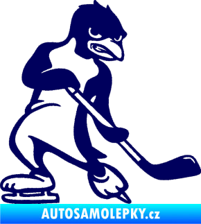 Samolepka Tučňák hokejista pravá tmavě modrá