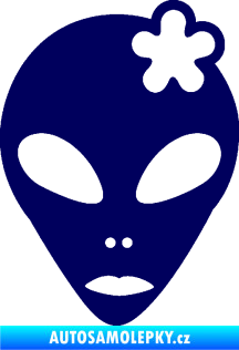 Samolepka UFO 009 slečna s kytičkou pravá tmavě modrá