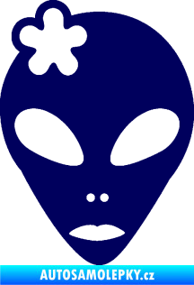 Samolepka UFO 009 slečna s kytičkou levá tmavě modrá